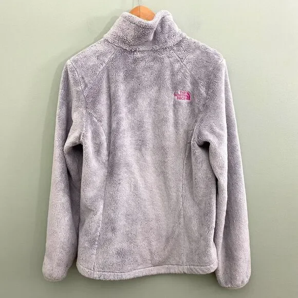 North Face Osito Fleece Jacket Full Zip Womens Medium Gray Pink Ribbon Gorpcore - Picture 5 of 11